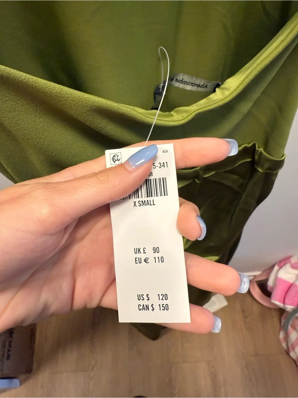 NWT Abercrombie Olive Mixed Fabric Halter Dress